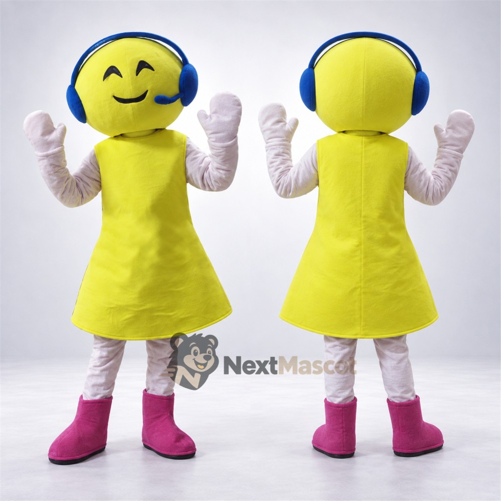 Emoji Mascot Costume - Yellow, Dress Emoji Mascot Costume - Yellow, Dress