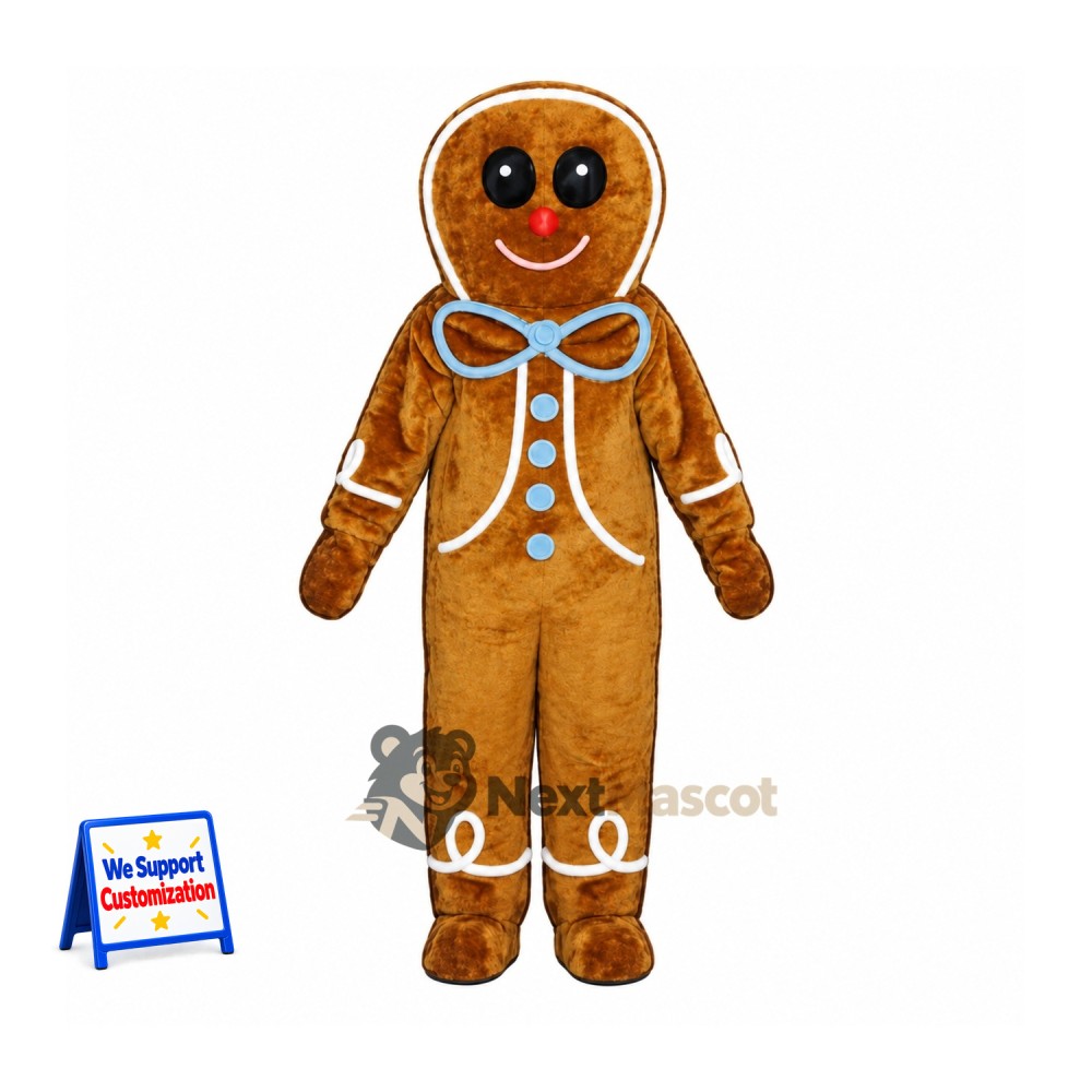 Gingerbread Man Mascot Costume for Christmas Events Gingerbread Man Mascot Costume for Christmas Events