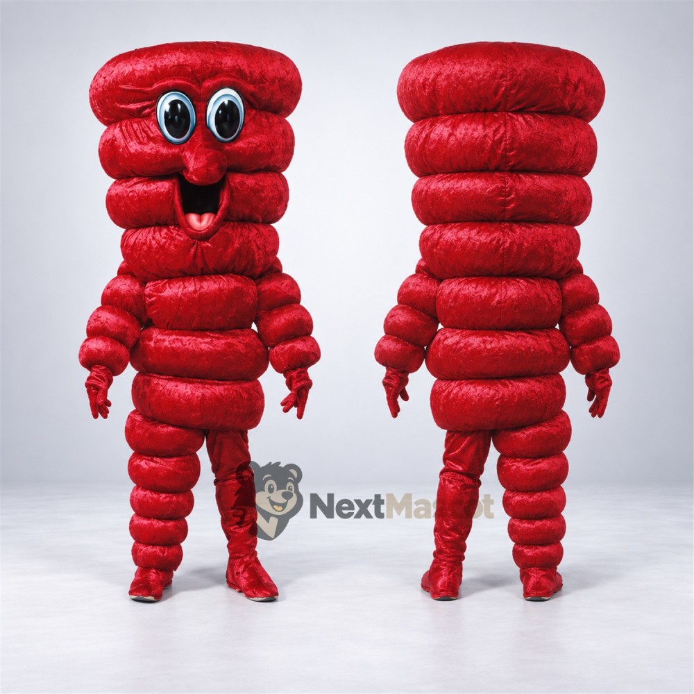 Intestine Character Mascot Costume - Red Intestine Character Mascot Costume - Red
