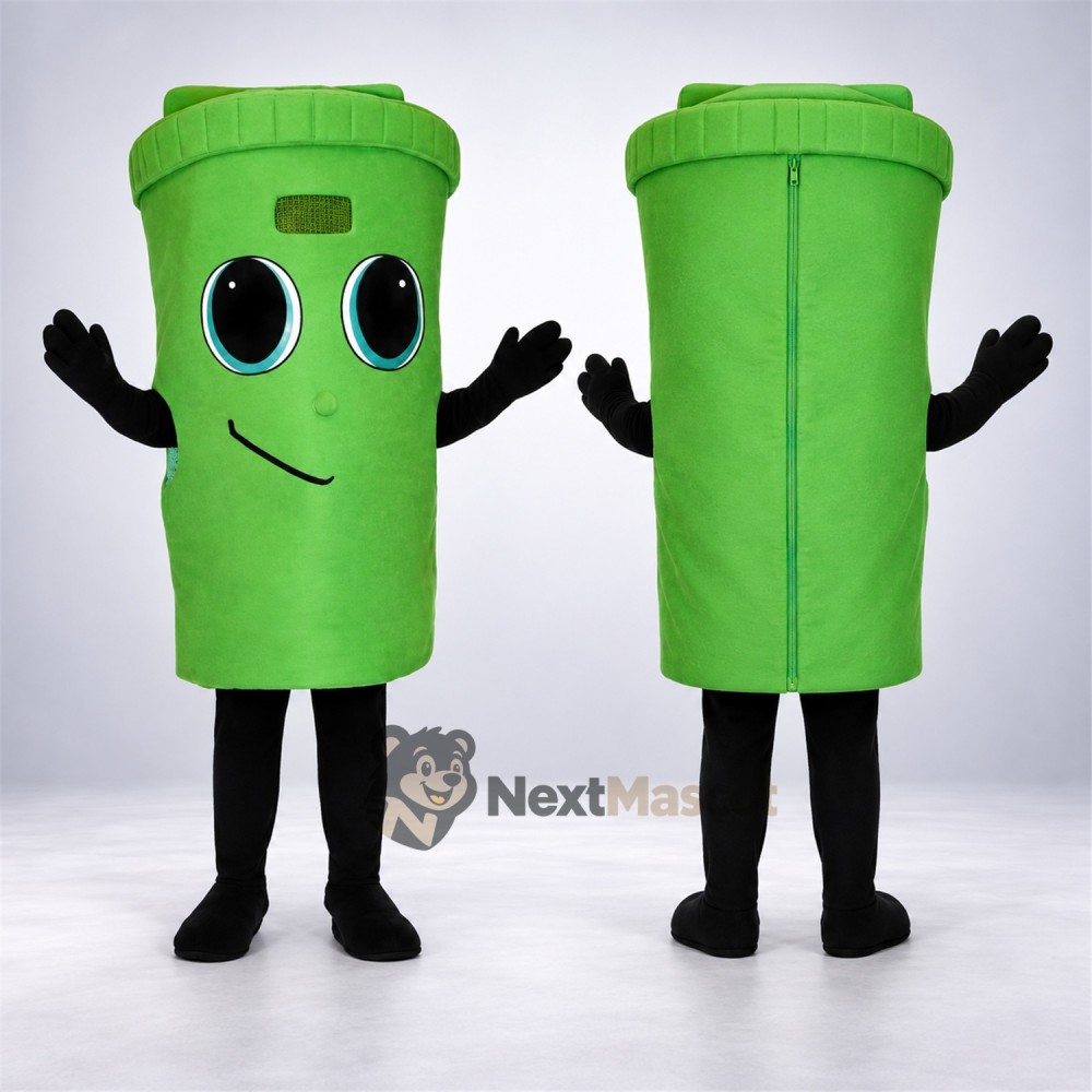Bin Mascot Costume - Green for School Events Bin Mascot Costume - Green for School Events