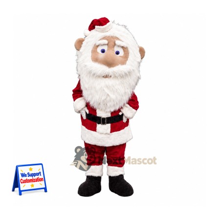 Santa Claus Mascot Costume - Curly White Beard Santa Claus Mascot Costume - Curly White Beard