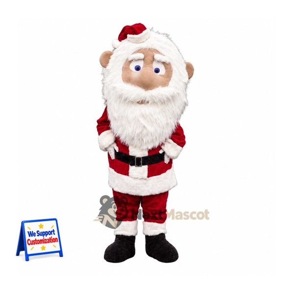 Santa Claus Mascot Costume - Curly White Beard