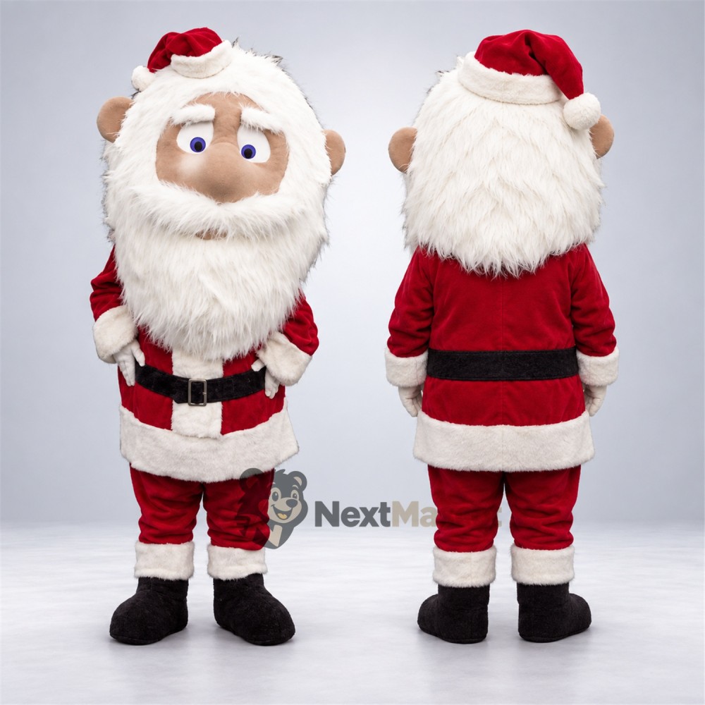 Santa Claus Mascot Costume - Curly White Beard Santa Claus Mascot Costume - Curly White Beard