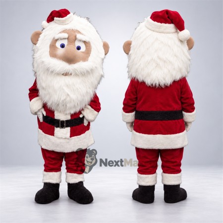 Santa Claus Mascot Costume - Curly White Beard Santa Claus Mascot Costume - Curly White Beard