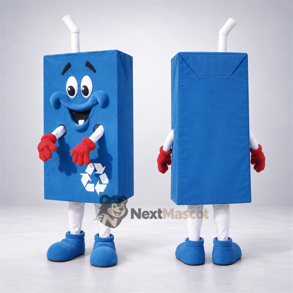 Recycling Carton Mascot Costume - Blue