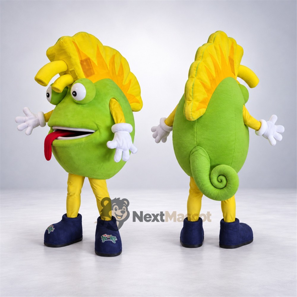 Seahorse Mascot Costume - Green, Yellow Fins Seahorse Mascot Costume - Green, Yellow Fins