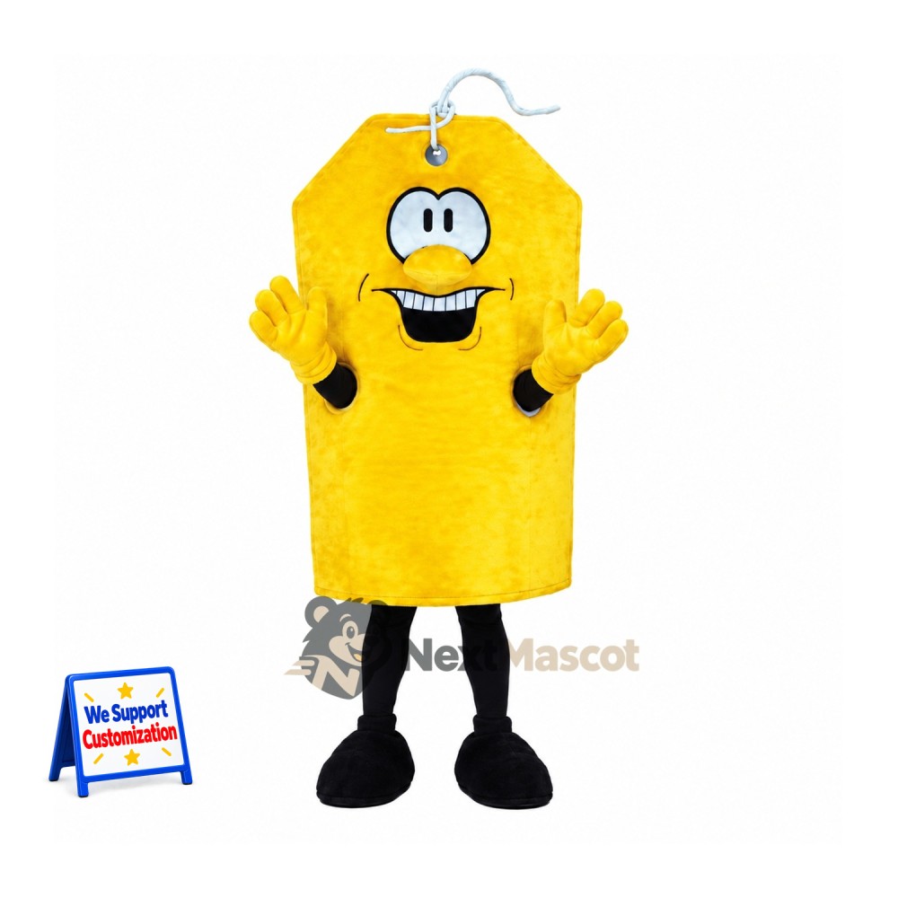 Price Tag Mascot Costume - Yellow Price Tag Mascot Costume - Yellow