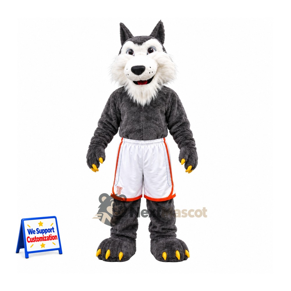 Wolf Mascot Costume - White Shorts Wolf Mascot Costume - White Shorts