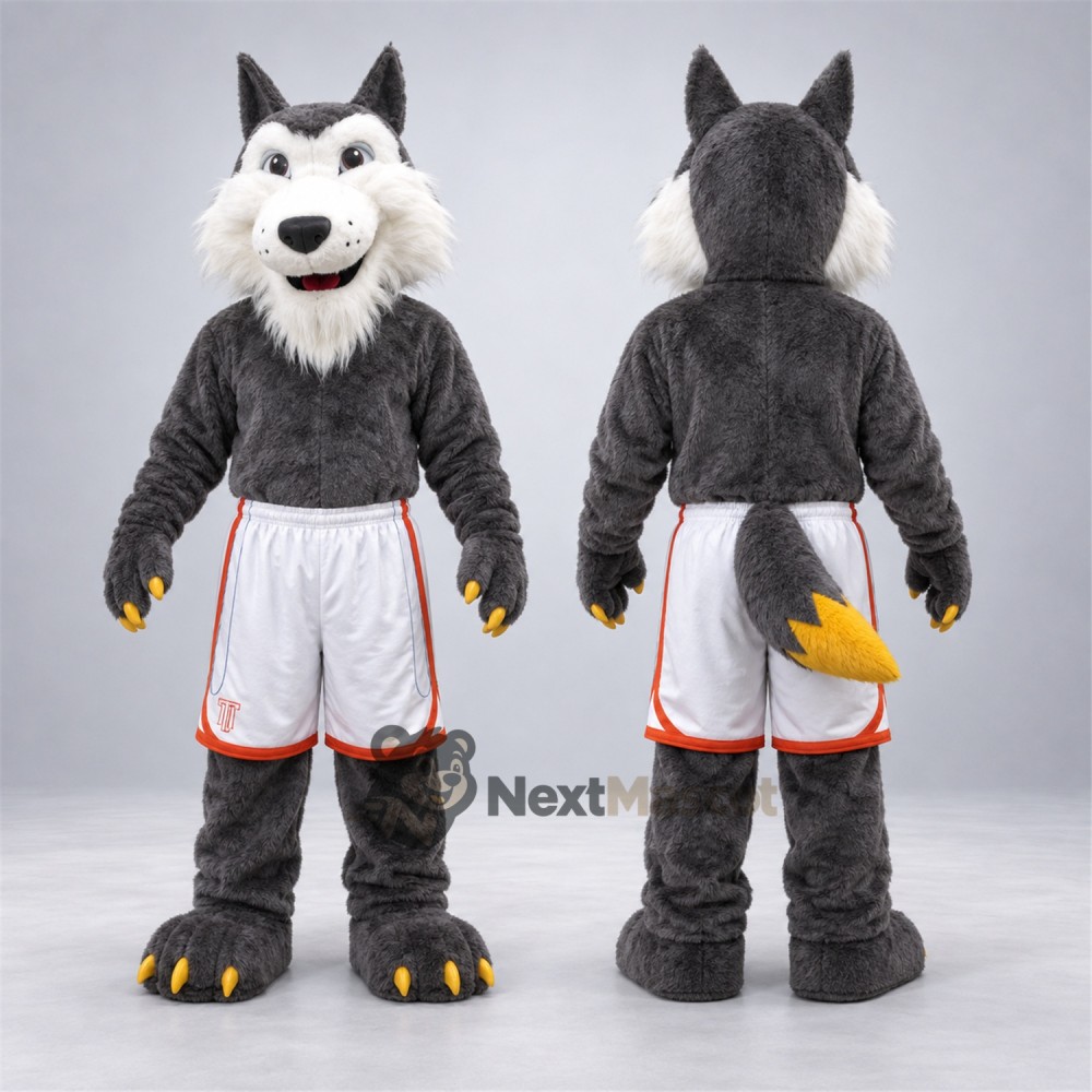 Wolf Mascot Costume - White Shorts Wolf Mascot Costume - White Shorts