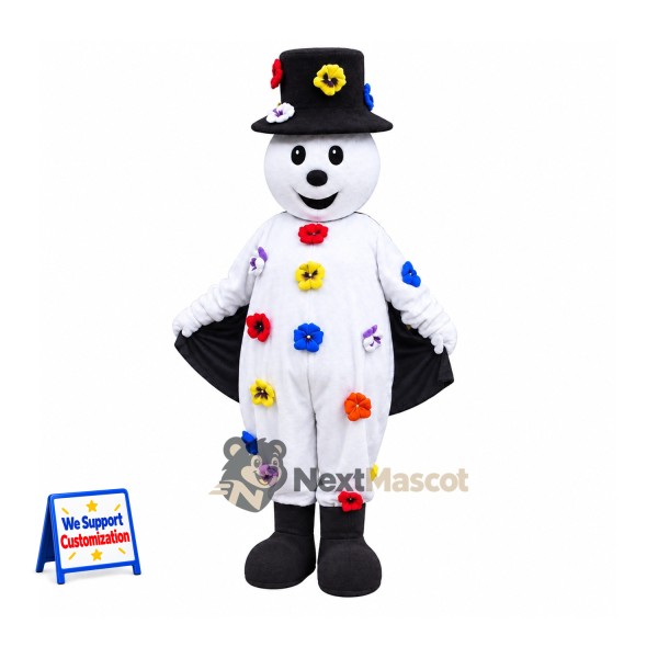 Snowman Mascot Costume - Colorful Buttons