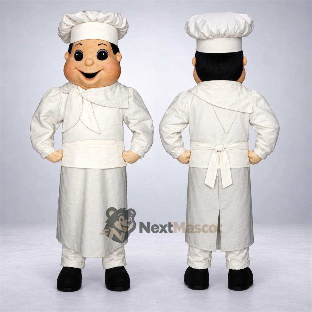 Chef Mascot Costume - White Apron and Round Eyes Chef Mascot Costume - White Apron and Round Eyes