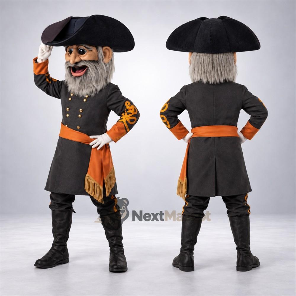 Pirate Captain Mascot Costume - Black Coat for Parades Pirate Captain Mascot Costume - Black Coat for Parades