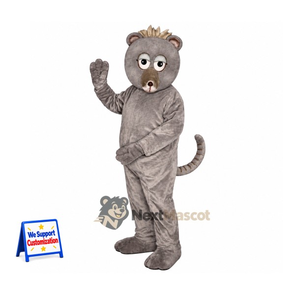 Mouse Mascot Costume - Gray, Long Tail for Parades