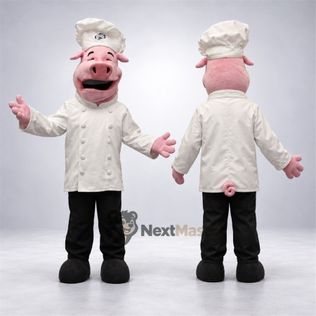 Pig Mascot Costume - White Chef Coat Pig Mascot Costume - White Chef Coat