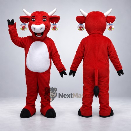 Bull Mascot Costume - Red for Carnivals Bull Mascot Costume - Red for Carnivals