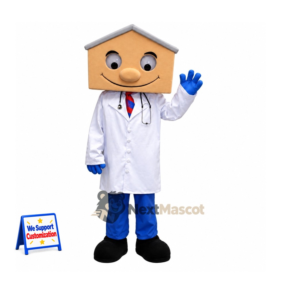 House Head Doctor Mascot Costume House Head Doctor Mascot Costume
