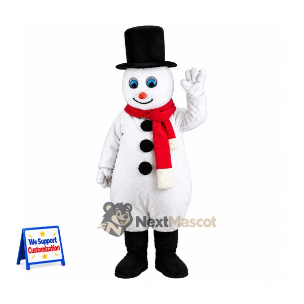Snowman Mascot Costume - Black Hat for Holiday Parties