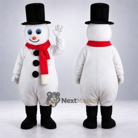 Snowman Mascot Costume - Black Hat for Holiday Parties Snowman Mascot Costume - Black Hat for Holiday Parties