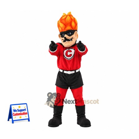 Flame Head Superhero Mascot Costume Flame Head Superhero Mascot Costume