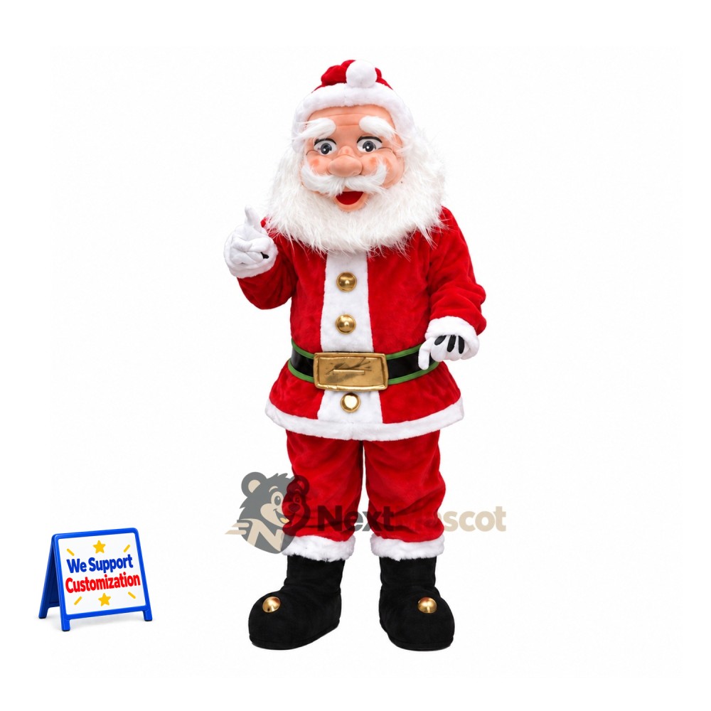 Santa Claus Mascot Costume - Gold Belt and White Gloves Santa Claus Mascot Costume - Gold Belt and White Gloves