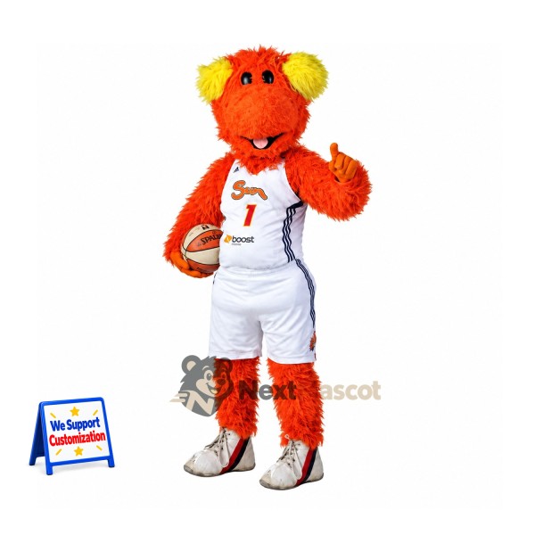 Bear Mascot Costume - Orange, Basketball Uniform