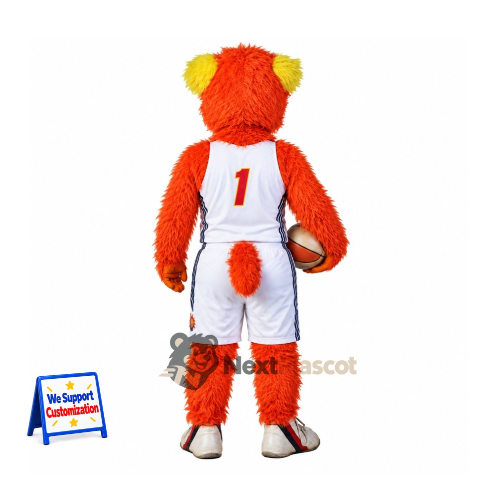 Bear Mascot Costume - Orange, Basketball Uniform Bear Mascot Costume - Orange, Basketball Uniform