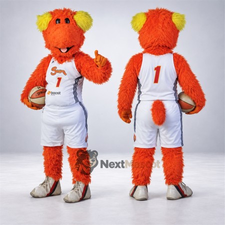 Bear Mascot Costume - Orange, Basketball Uniform Bear Mascot Costume - Orange, Basketball Uniform