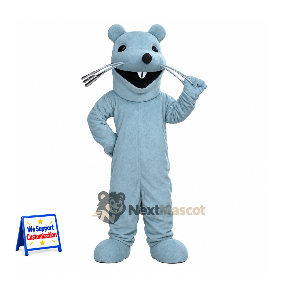 Mouse Mascot Costume - Blue, Long Whiskers Mouse Mascot Costume - Blue, Long Whiskers
