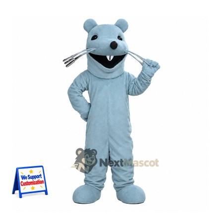 Mouse Mascot Costume - Blue, Long Whiskers Mouse Mascot Costume - Blue, Long Whiskers