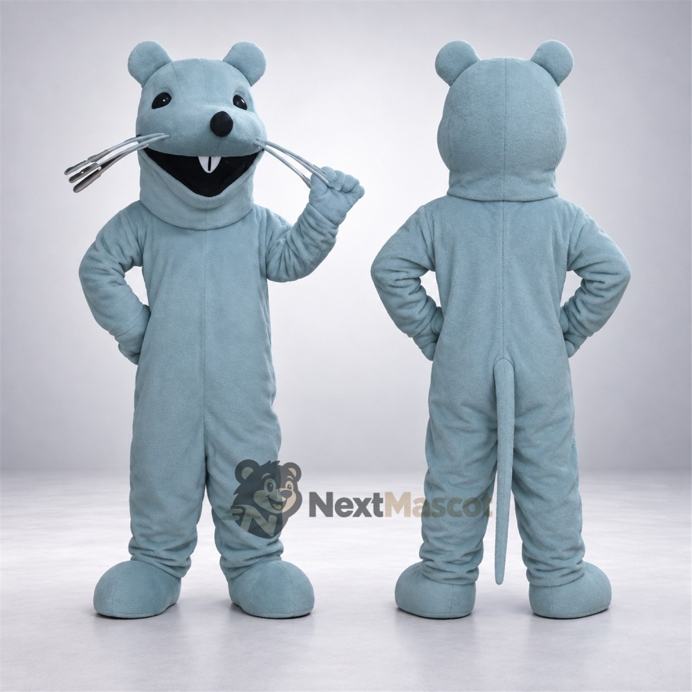 Mouse Mascot Costume - Blue, Long Whiskers Mouse Mascot Costume - Blue, Long Whiskers