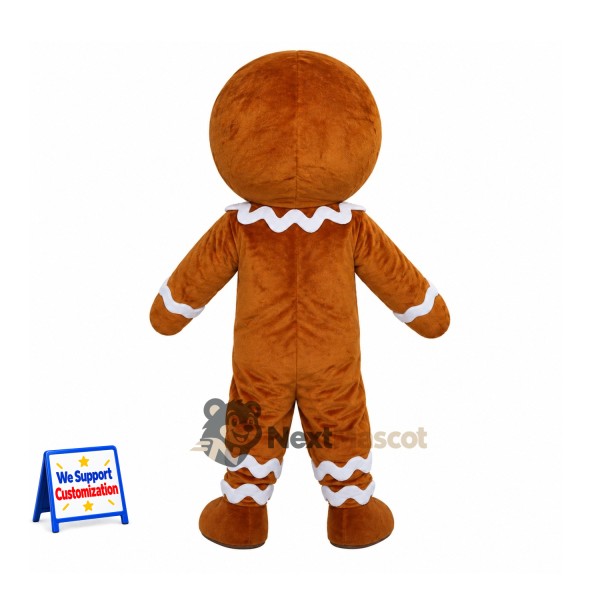 Gingerbread Man Mascot Costume - Green Buttons Gingerbread Man Mascot Costume - Green Buttons