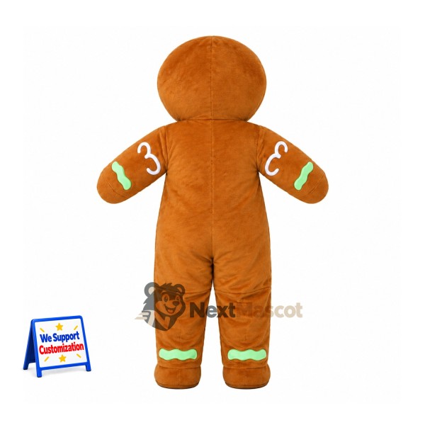 Gingerbread Man Mascot Costume - Purple Bow Tie Gingerbread Man Mascot Costume - Purple Bow Tie