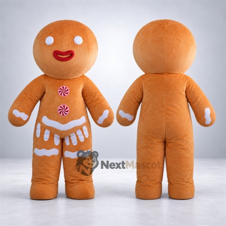 Gingerbread Man Mascot Costume - Pink Buttons