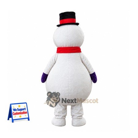 Snowman Mascot Costume - Red Scarf for Christmas Events Snowman Mascot Costume - Red Scarf for Christmas Events