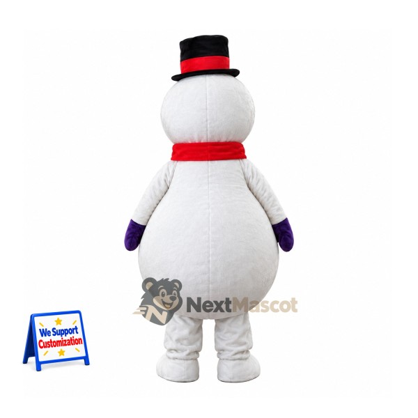 Snowman Mascot Costume - Red Scarf for Christmas Events