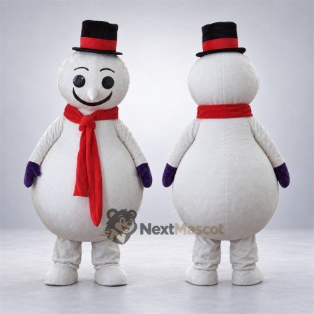 Snowman Mascot Costume - Red Scarf for Christmas Events Snowman Mascot Costume - Red Scarf for Christmas Events