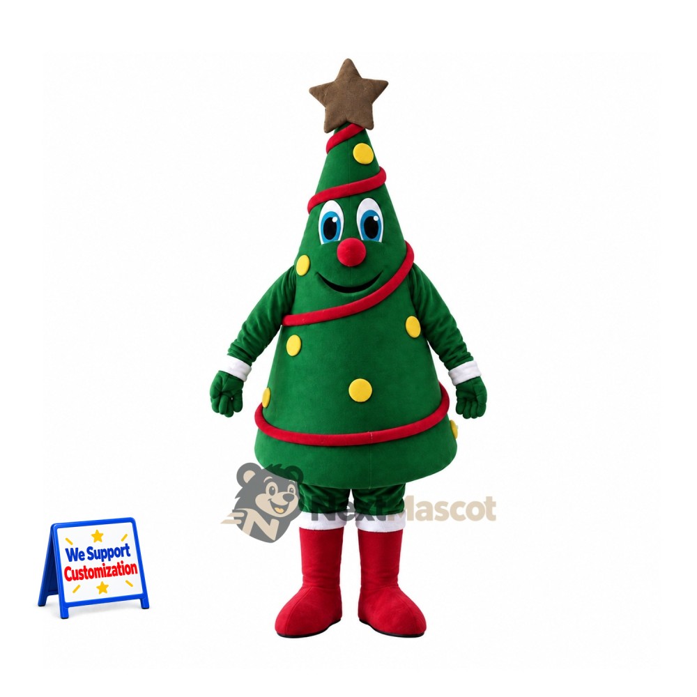 Christmas Tree Mascot Costume - Brown Star Christmas Tree Mascot Costume - Brown Star
