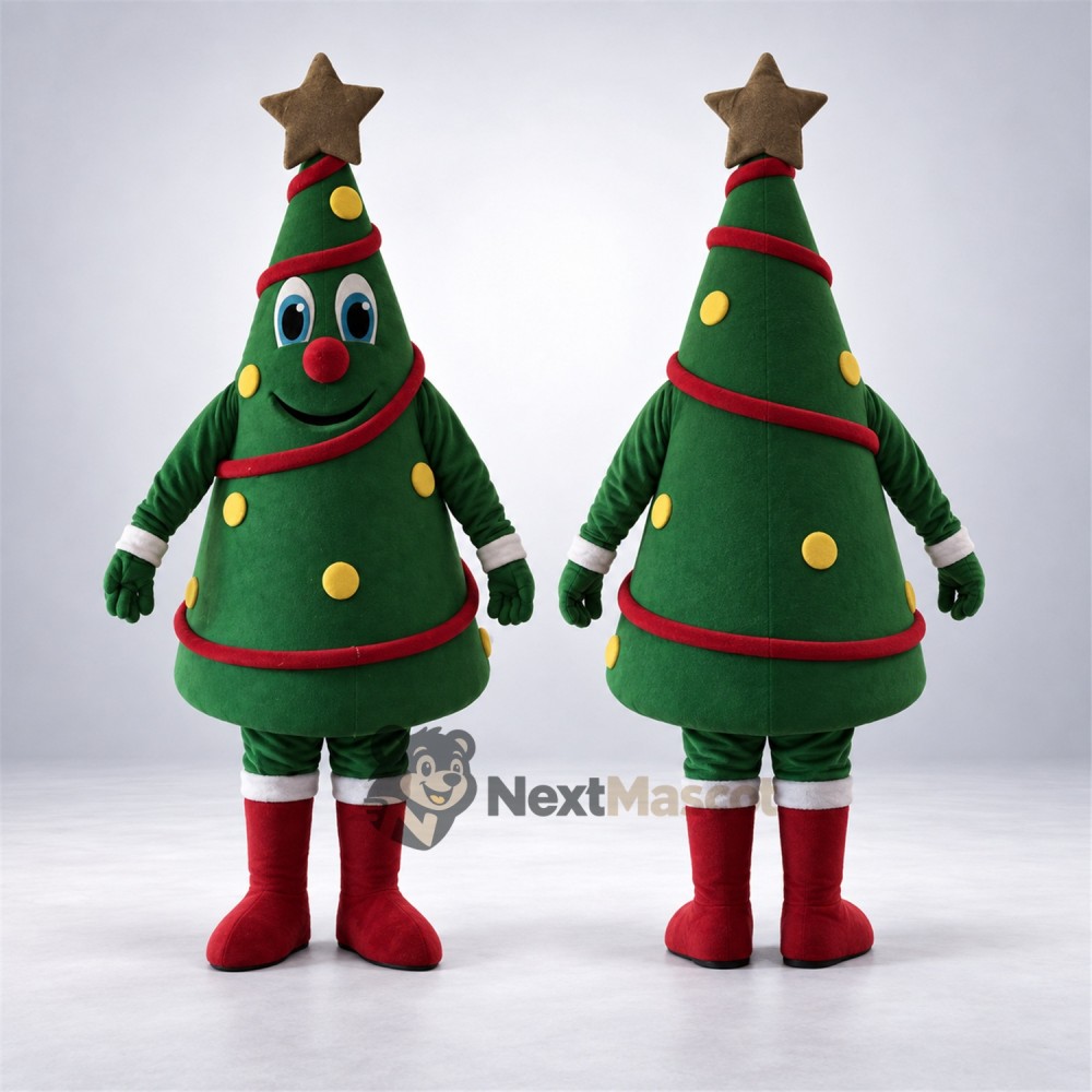 Christmas Tree Mascot Costume - Brown Star Christmas Tree Mascot Costume - Brown Star