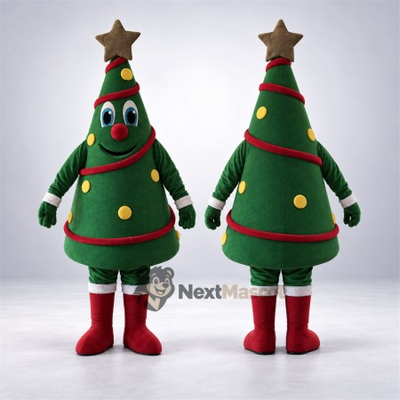 Christmas Tree Mascot Costume - Brown Star Christmas Tree Mascot Costume - Brown Star