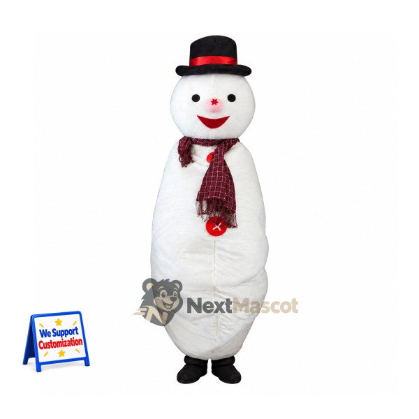 Snowman Mascot Costume - Black Hat for Christmas Fairs