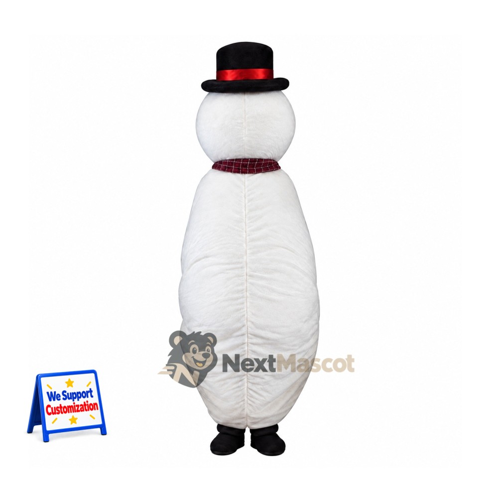 Snowman Mascot Costume - Black Hat for Christmas Fairs Snowman Mascot Costume - Black Hat for Christmas Fairs