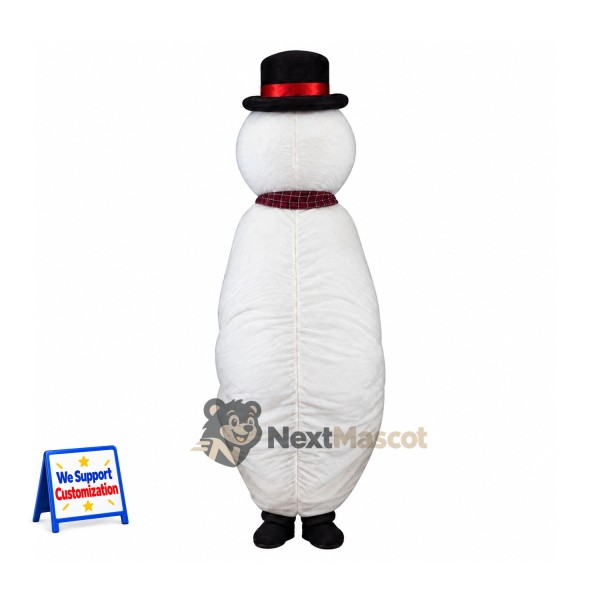 Snowman Mascot Costume - Black Hat for Christmas Fairs Snowman Mascot Costume - Black Hat for Christmas Fairs