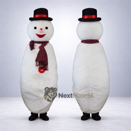Snowman Mascot Costume - Black Hat for Christmas Fairs Snowman Mascot Costume - Black Hat for Christmas Fairs