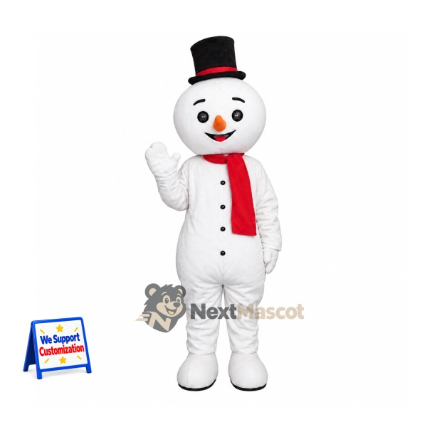 Snowman Mascot Costume - Black Hat for Christmas Shows