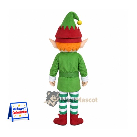 Christmas Elf Mascot Costume - Green Coat and Striped Socks Christmas Elf Mascot Costume - Green Coat and Striped Socks