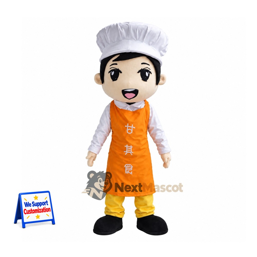 Female Chef Mascot Costume - Orange Apron
