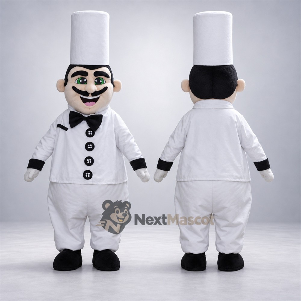 Chef Mascot Costume - White Uniform for Community Events Chef Mascot Costume - White Uniform for Community Events
