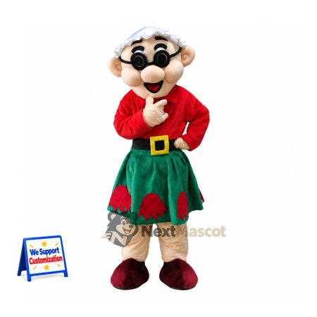 Christmas Elf Mascot Costume - Glasses Christmas Elf Mascot Costume - Glasses