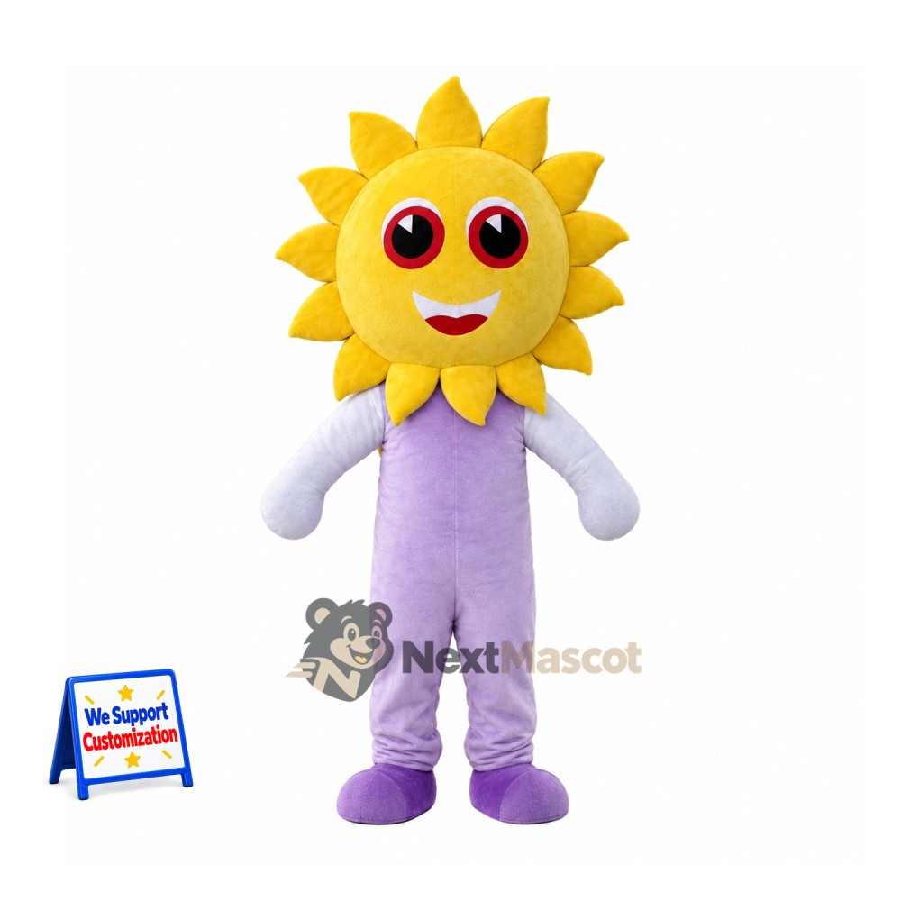 Sunflower Mascot Costume - Purple Outfit Sunflower Mascot Costume - Purple Outfit