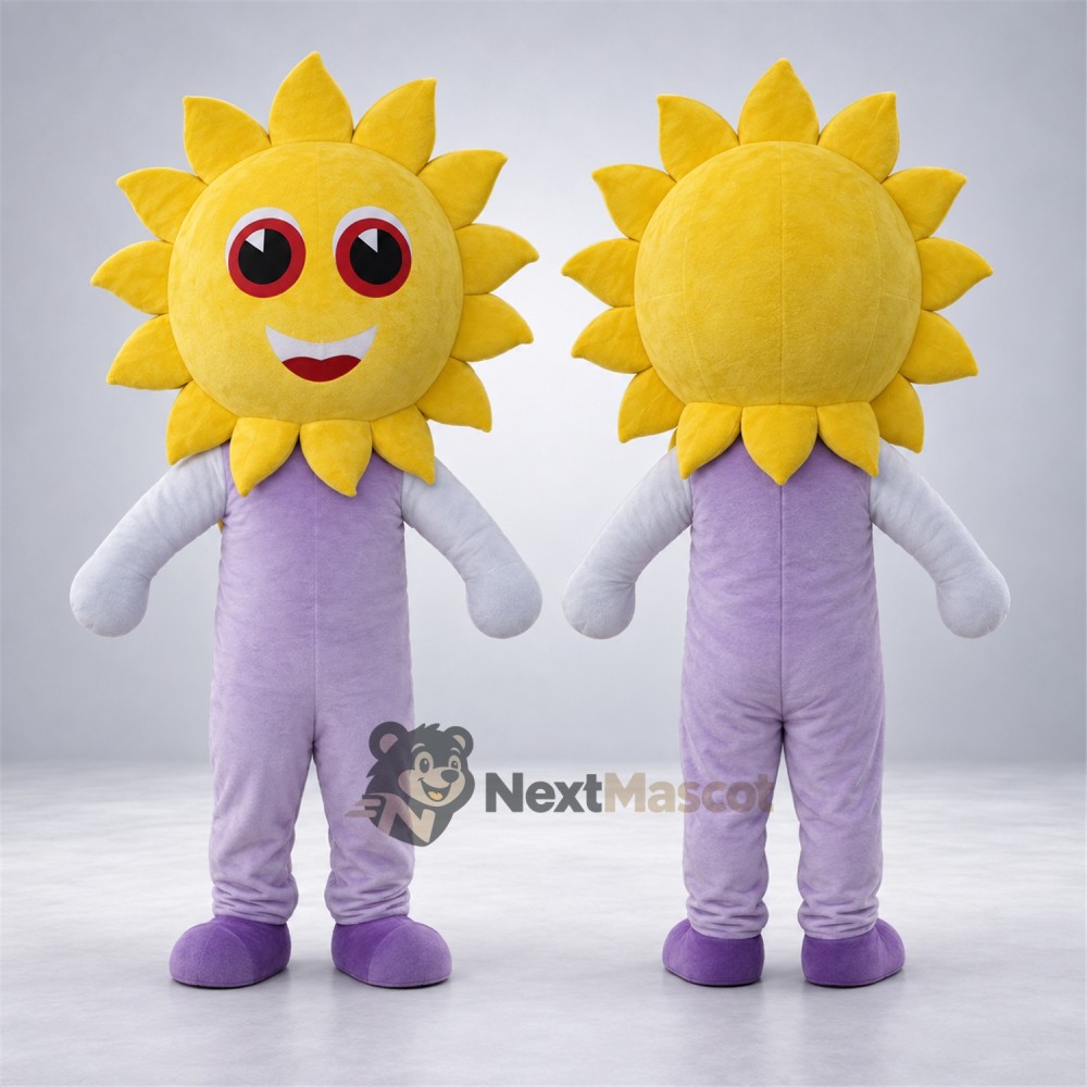 Sunflower Mascot Costume - Purple Outfit Sunflower Mascot Costume - Purple Outfit